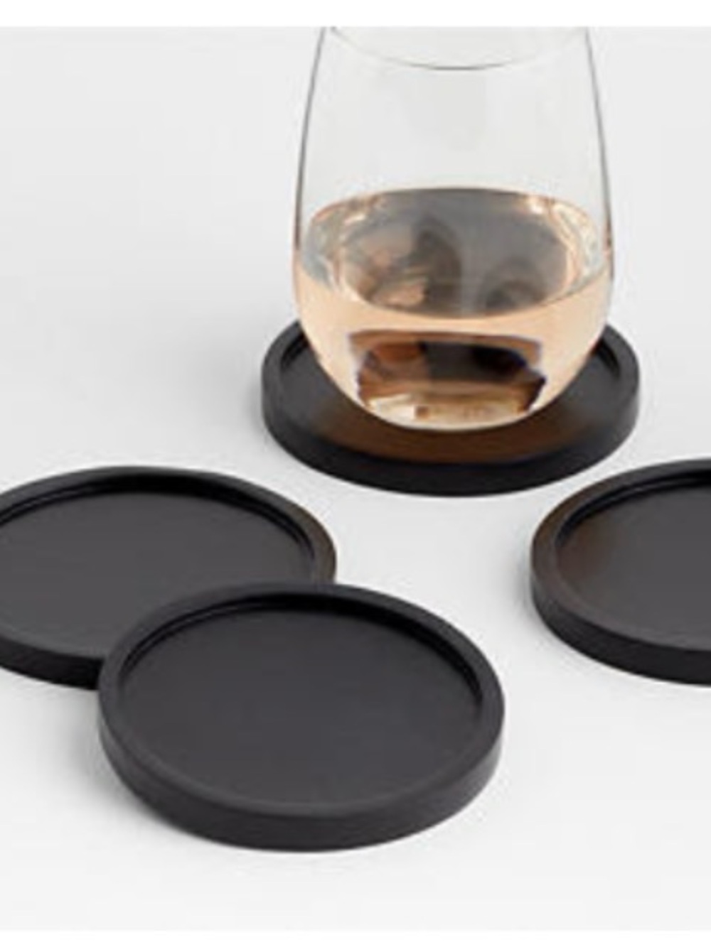Crate&Barrel Black Round Drink Coaster Set - 4 Pack